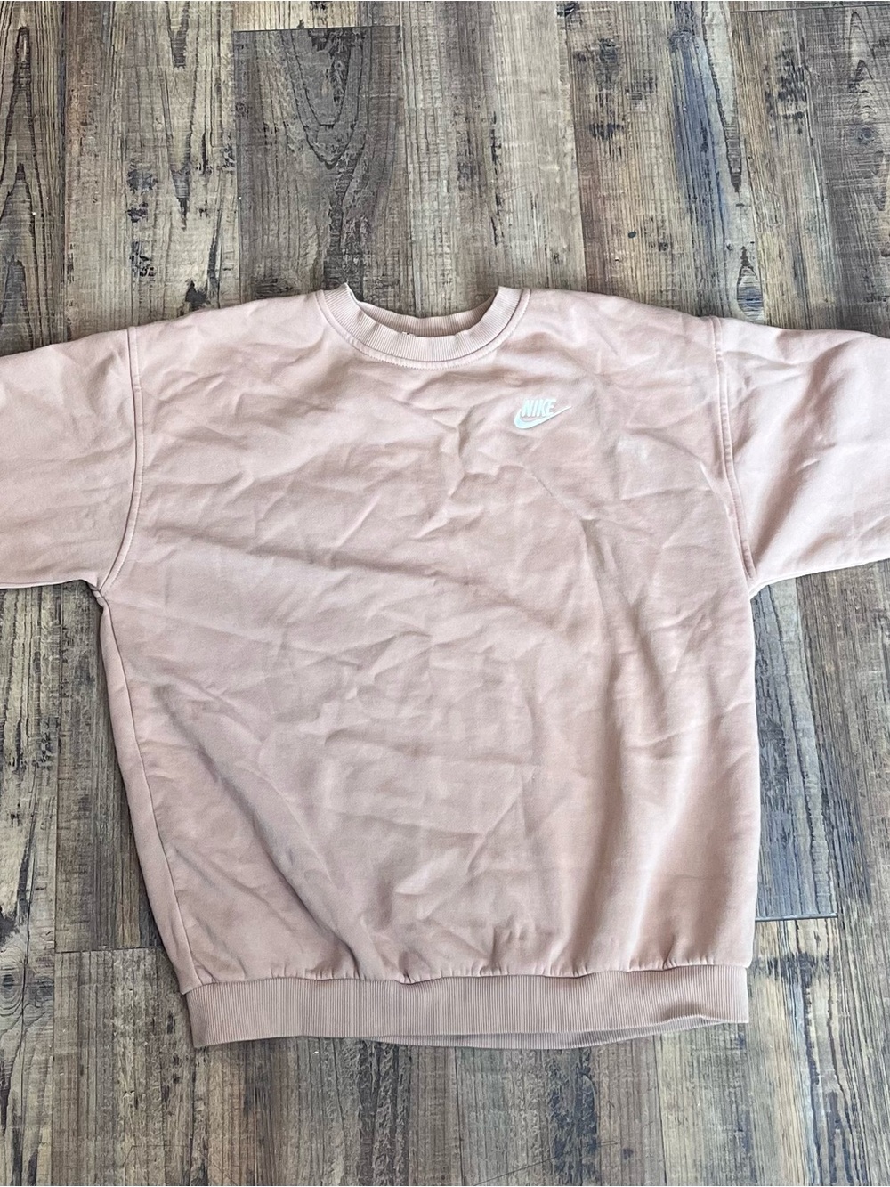 Nike Beige Crewneck Sweatshirt with Black Swoosh Tag